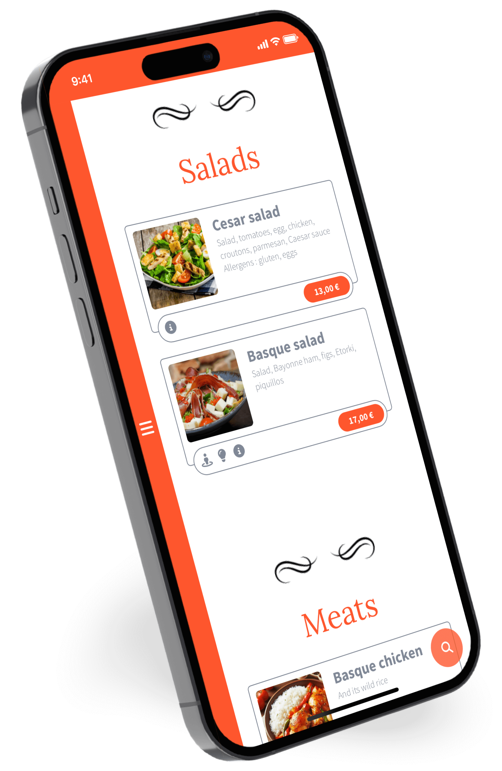 Your restaurant menu displayed in grid format thanks to Carte de Restaurant